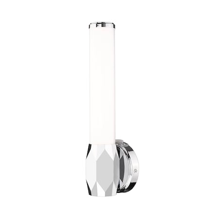 Z-Lite Cooper Wall Sconce, 1-Light, 4.75 In.W x 4 In.L x 16 In.H, Chrome /Frosted 1010-1S-CH-LED
